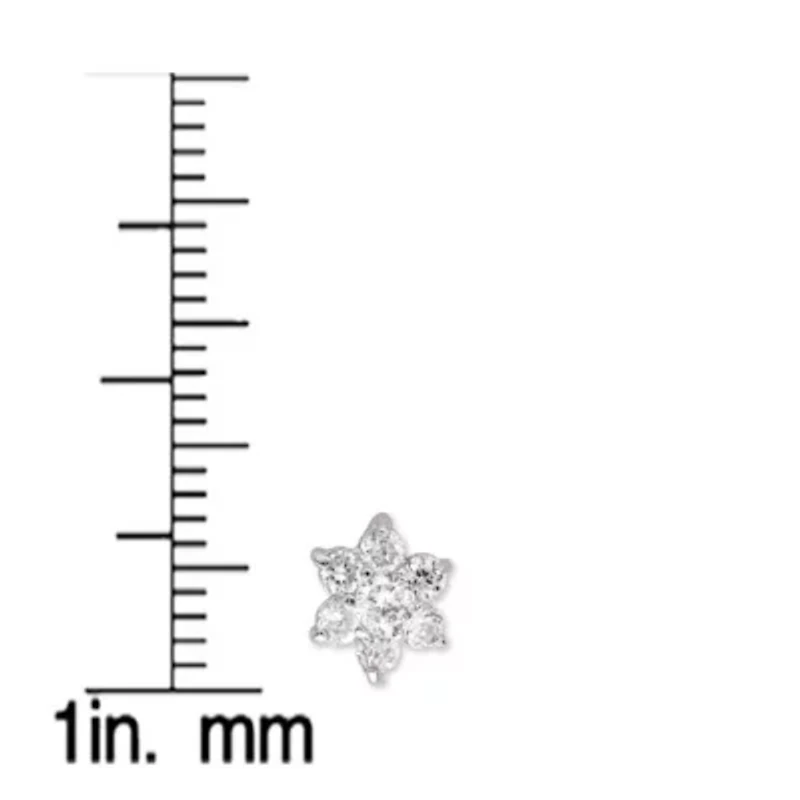 Lab Created Sterling Silver White Gold Plated with Colored Round Cubic Zirconias Flower Shape Earrings