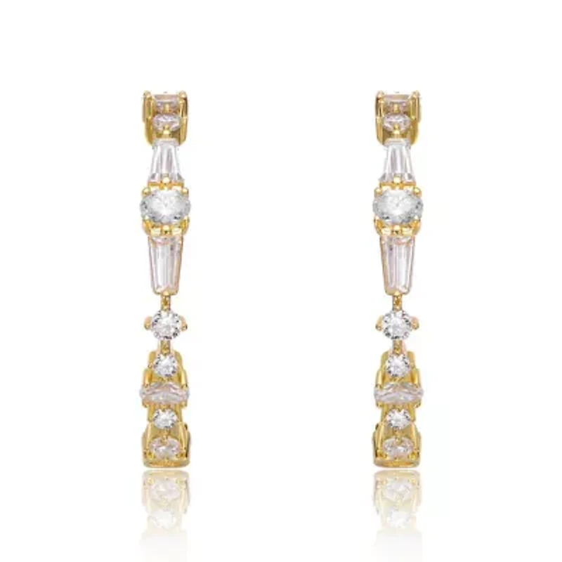Lab Created Sterling Silver with Clear Cubic Zirconia C-Hoop Earrings
