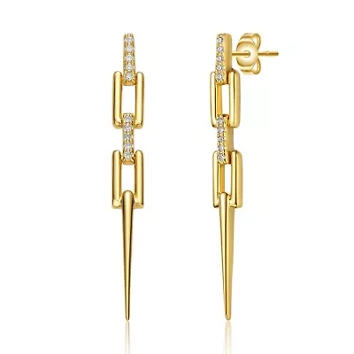 Lab Created Sterling Silver with Clear Cubic Zirconia Drop Earrings