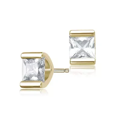 Lab Created Sterling Silver with Clear Cubic Zirconia Stud Earrings