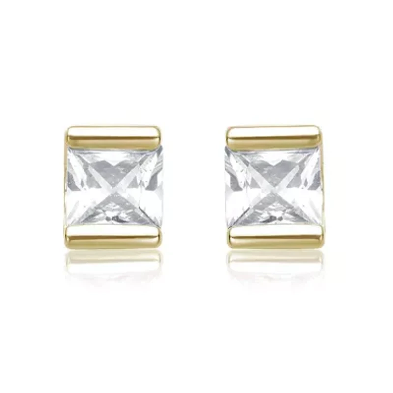 Lab Created Sterling Silver with Clear Cubic Zirconia Stud Earrings
