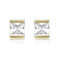 Lab Created Sterling Silver with Clear Cubic Zirconia Stud Earrings
