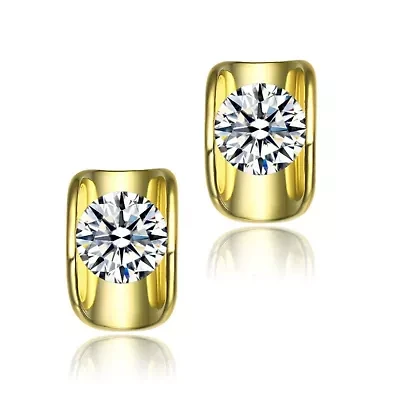 Lab Created Sterling Silver with Clear Cubic Zirconia Shield Stud Earrings