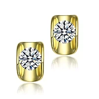 Lab Created Sterling Silver with Clear Cubic Zirconia Shield Stud Earrings