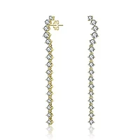 Lab Created Sterling Silver with Clear Cubic Zirconia Waterfall Linear Dangle Earrings