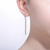 Lab Created Sterling Silver with Clear Cubic Zirconia Waterfall Linear Dangle Earrings