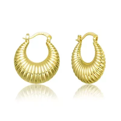 Lab Created Seashell Long Hoop Saddle Back Earrings