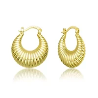 Lab Created Seashell Long Hoop Saddle Back Earrings