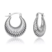 Lab Created Seashell Long Hoop Saddle Back Earrings