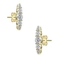 Lab Created Sterling Silver with Clear Cubic Zirconia 5-Stone Linear Journey Earrings
