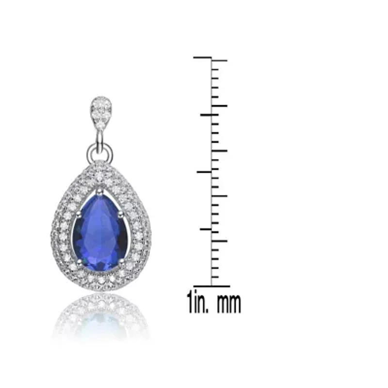 Lab Created Sterling Silver White Gold Plated with Colored Cubic Zirconia Pear Drop Earrings