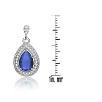Lab Created Sterling Silver White Gold Plated with Colored Cubic Zirconia Pear Drop Earrings