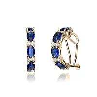 Lab Created Sterling Silver 14K Gold Plated with Colored Cubic Zirconia Half Hoop Earrings