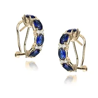 Lab Created Sterling Silver 14K Gold Plated with Colored Cubic Zirconia Half Hoop Earrings