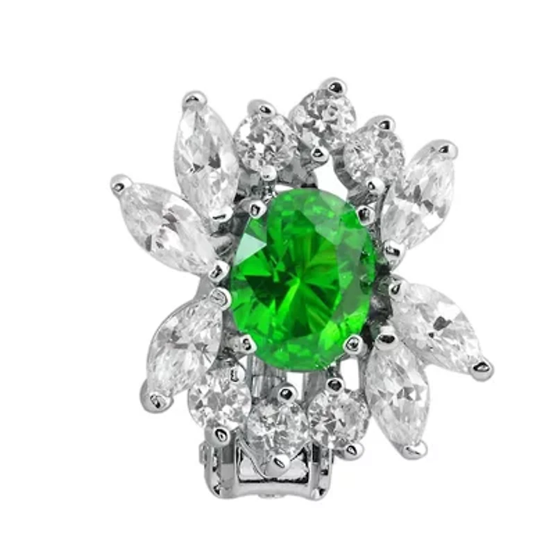 Lab Created Sterling Silver White Gold Plated with Colored Cubic Zirconia Marquise Cluster Earrings