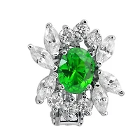 Lab Created Sterling Silver White Gold Plated with Colored Cubic Zirconia Marquise Cluster Earrings