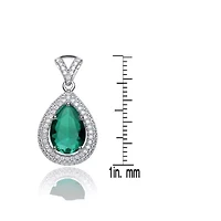 Lab Created Sterling Silver White Gold Plated with Colored Cubic Zirconia Pear Drop Earrings