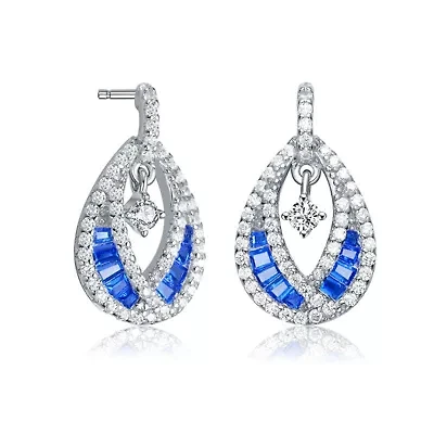 Lab Created Sterling Silver with Colored Cubic Zirconia Pear Drop Earrings