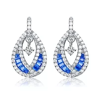 Lab Created Sterling Silver with Colored Cubic Zirconia Pear Drop Earrings