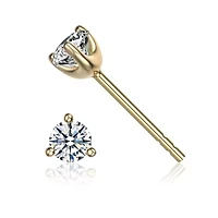 Lab Created Sterling Silver with Clear Cubic Zirconia Martini Prong Solitaire Stud Earrings