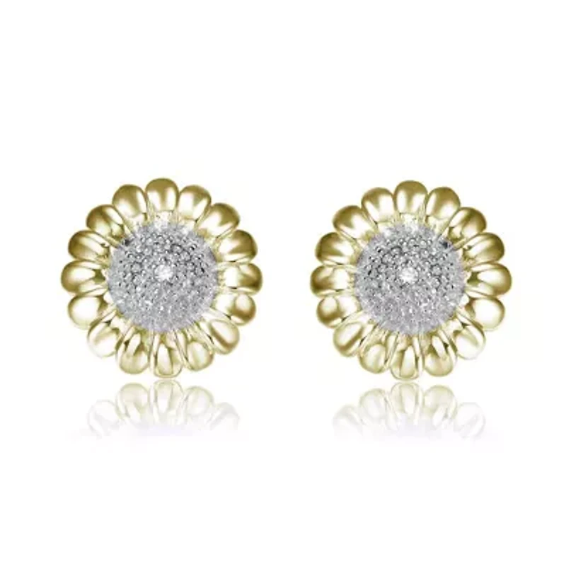 Lab Created Sterling Silver with Clear Round Cubic Zirconia Stud Earrings