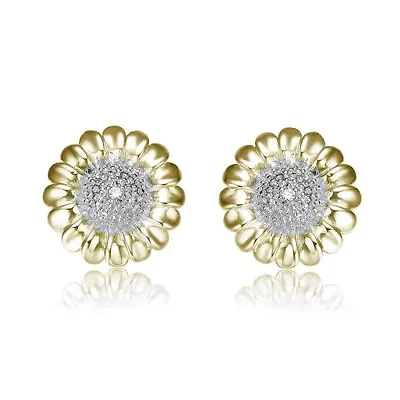 Lab Created Sterling Silver with Clear Round Cubic Zirconia Stud Earrings