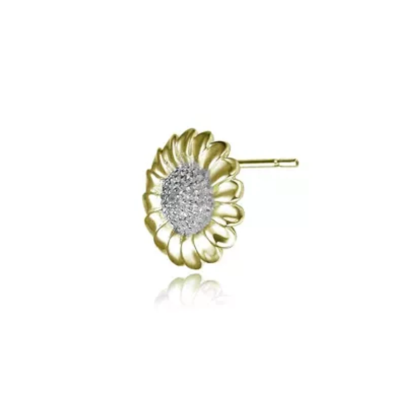 Lab Created Sterling Silver with Clear Round Cubic Zirconia Stud Earrings