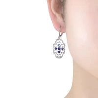 Lab Created Sterling Silver White Gold Plated with Colored Cubic Zirconia Leverback Filigree Earrings