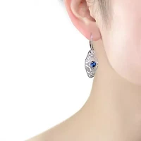 Lab Created Sterling Silver White Gold Plated Round Cubic Zirconia Wreath Leverback Drop Earrings