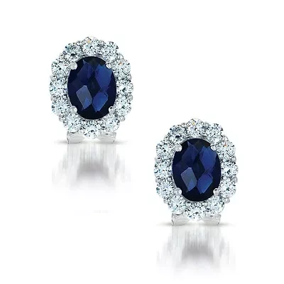 Lab Created Sterling Silver White Gold Plated with Colored Cubic Zirconia Celebrity-inspired Stud Earrings