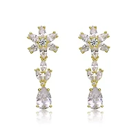 Lab Created Sterling Silver with Clear Cubic Zirconia Cluster Snowflake Formal Dangle Earrings