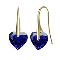 Lab Created Sterling Silver with Colored Cubic Zirconia Heart Hook Earrings