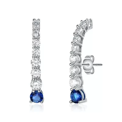 Lab Created Sterling Silver with Colored Cubic Zirconia Curved Journey Drop Earrings