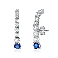 Lab Created Sterling Silver with Colored Cubic Zirconia Curved Journey Drop Earrings