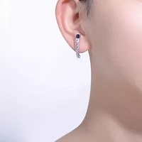 Lab Created Sterling Silver with Colored Cubic Zirconia Curved Journey Drop Earrings