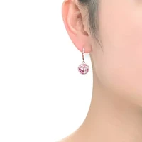 Lab Created Sterling Silver with Colored Cubic Zirconia Round Leaver back Earrings