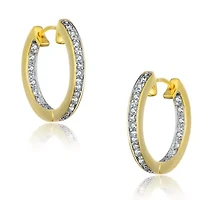 Lab Created Sterling Silver with Clear Cubic Zirconia Round Huggie Hoop Earring