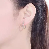 Lab Created Sterling Silver with Clear Cubic Zirconia Round Huggie Hoop Earring