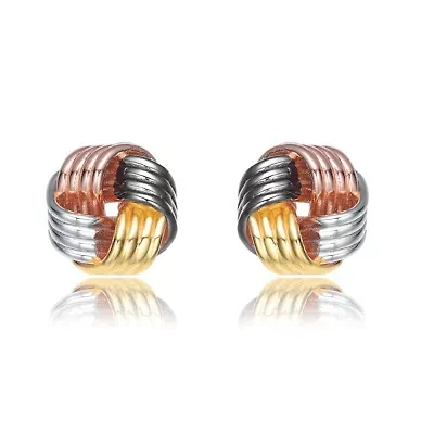 Lab Created Sterling Silver Knot Bee Stud Earrings