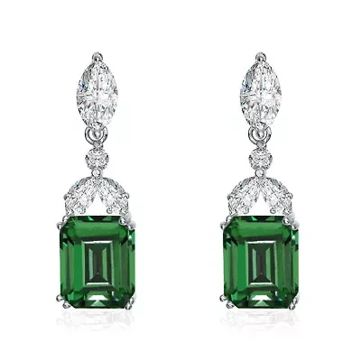 Lab Created Sterling Silver White Gold Plated with Colored Cubic Zirconia Lantern Earrings