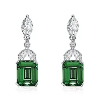 Lab Created Sterling Silver White Gold Plated with Colored Cubic Zirconia Lantern Earrings