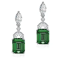 Lab Created Sterling Silver White Gold Plated with Colored Cubic Zirconia Lantern Earrings