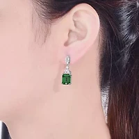 Lab Created Sterling Silver White Gold Plated with Colored Cubic Zirconia Lantern Earrings