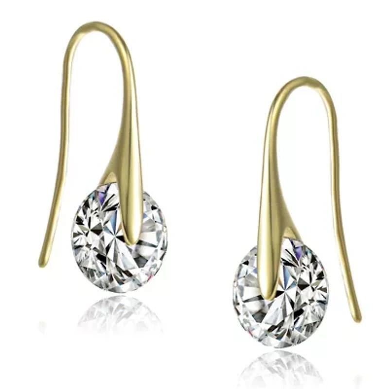 Lab Created Sterling Silver with Clear Cubic Zirconia Stylish Party Hook Earrings