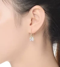 Lab Created Sterling Silver with Clear Cubic Zirconia Stylish Party Hook Earrings