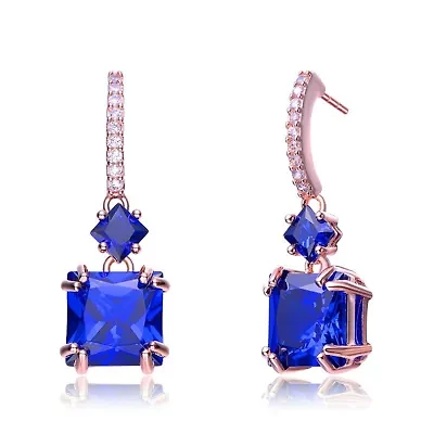 Lab Created Sterling Silver with Colored Cubic Zirconia Square Shape Drop Earrings