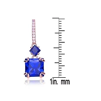 Lab Created Sterling Silver with Colored Cubic Zirconia Square Shape Drop Earrings