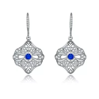 Lab Created Sterling Silver White Gold Plated with Colored Cubic Zirconia Wreath Drop Earrings