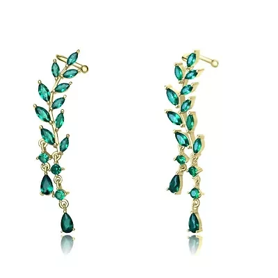 Lab Created Sterling Silver with Colored Cubic Zirconia Long Modern Stud Earrings