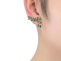 Lab Created Sterling Silver with Colored Cubic Zirconia Long Modern Stud Earrings